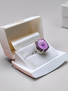 🌺Artisan Sterling & Purple Geode Ring